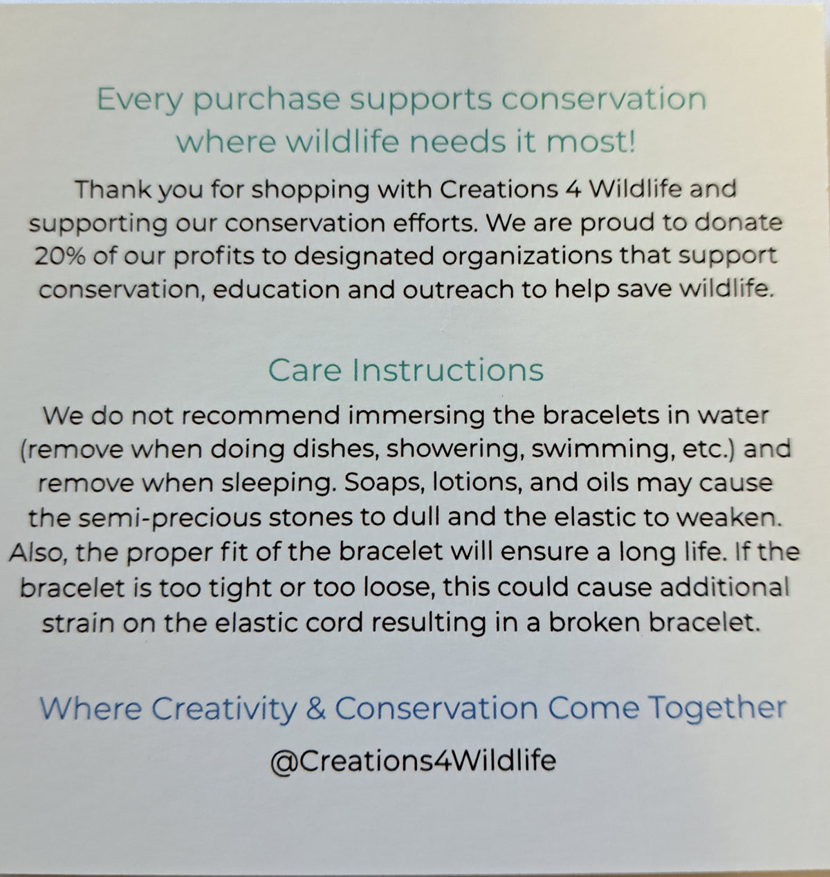 Milani and Mars Bracelets by Creations 4 Wildlife